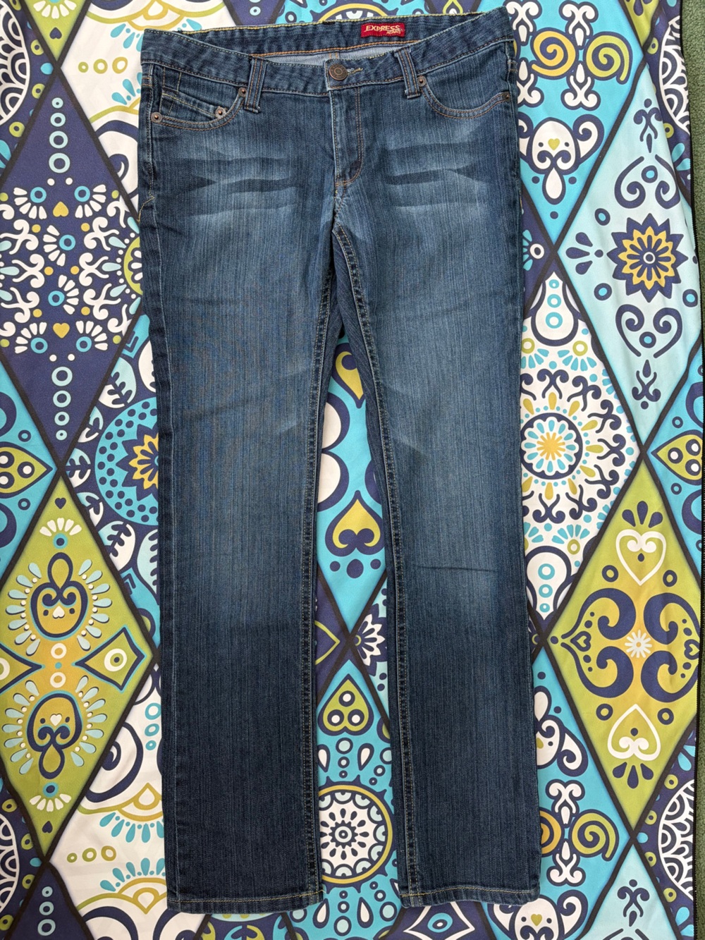 Express Vtg. Mia Boot Cut Jeans in Dark Blue - Classic Stretch Size 8 Regular